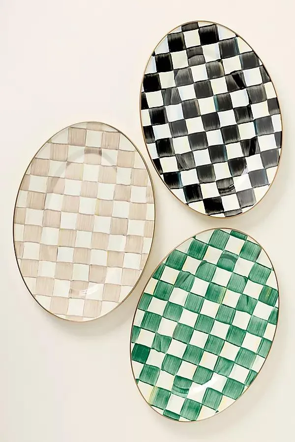 Check Small Oval Platter