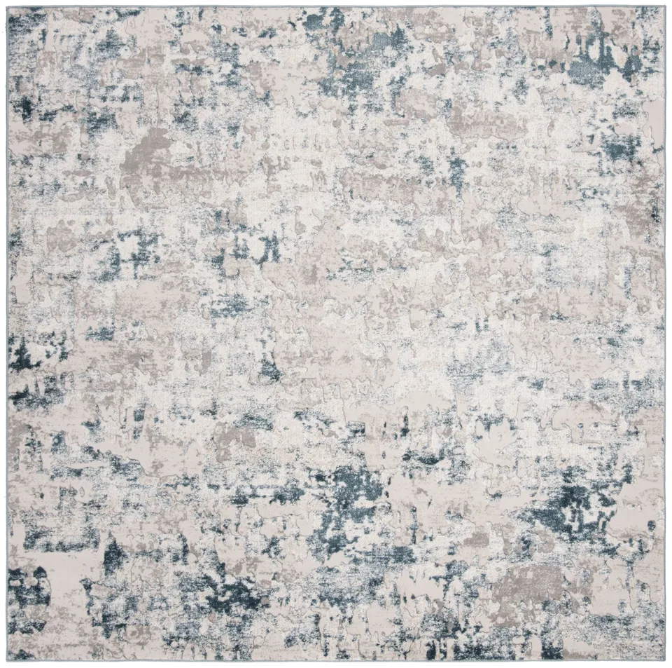 Arlo Home Woven Area Rug, VGE144B, Beige/Turquoise,  6' 7" X 6' 7" Square