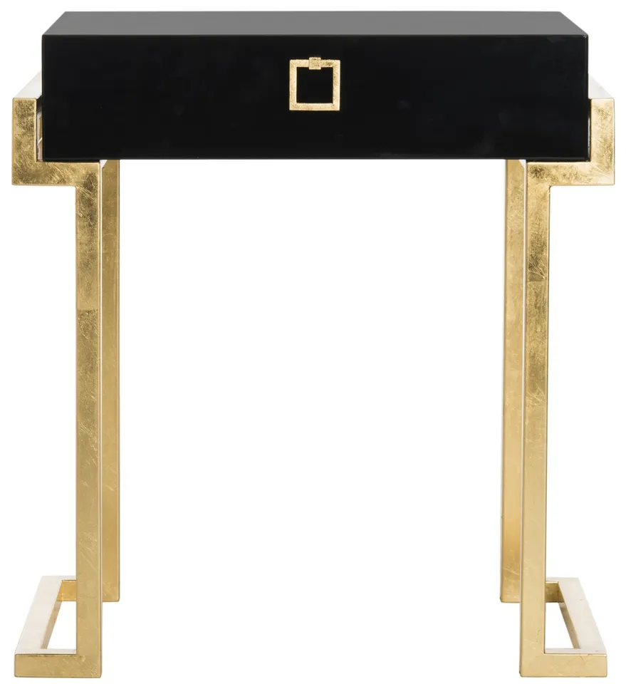 Abele Lacquer Side Table - Black Lacquer - Safavieh