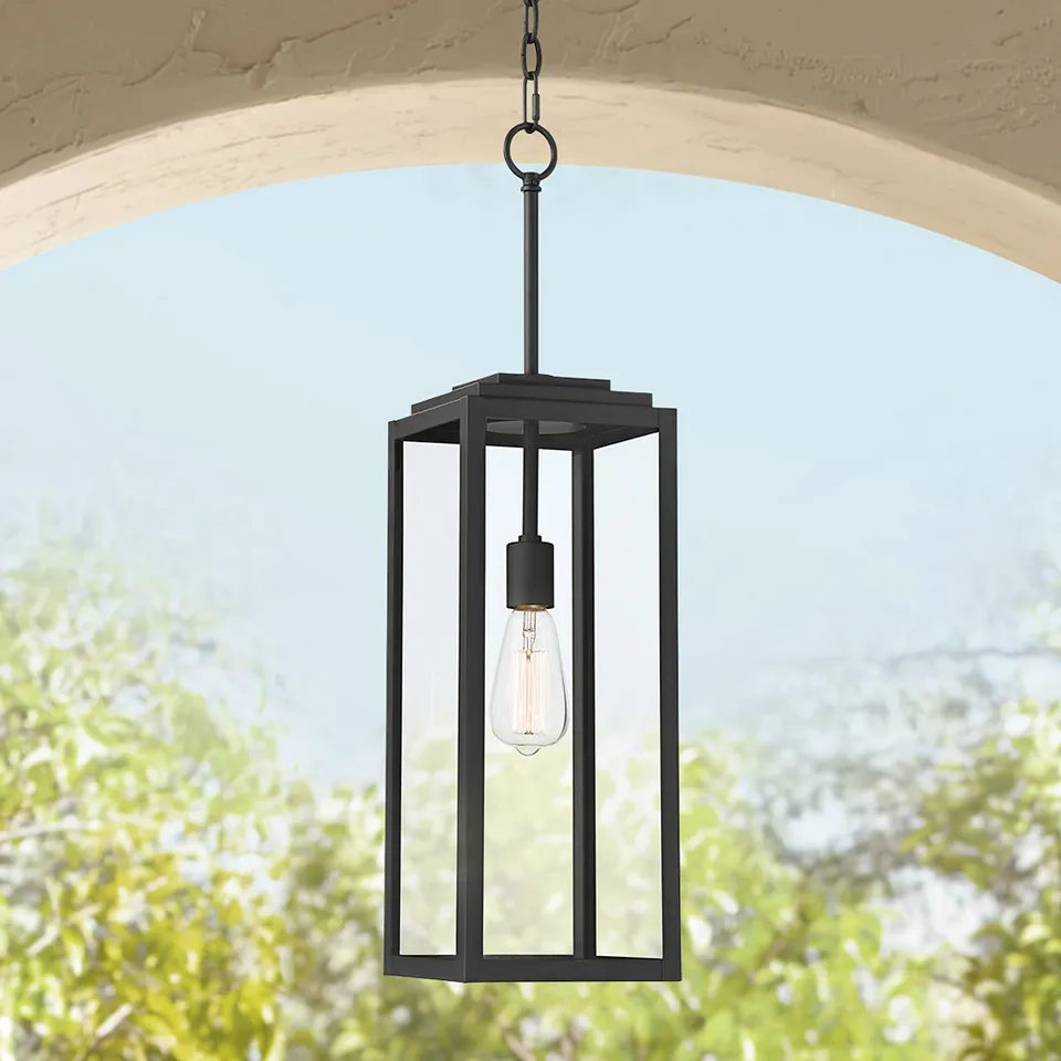 John Timberland Titan 27 1/4" Mystic Black Rectangular Hanging Light