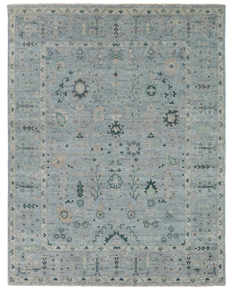 Nysa RHA11 Handknotted Floral Blue and Green Area Rug (13'x18')