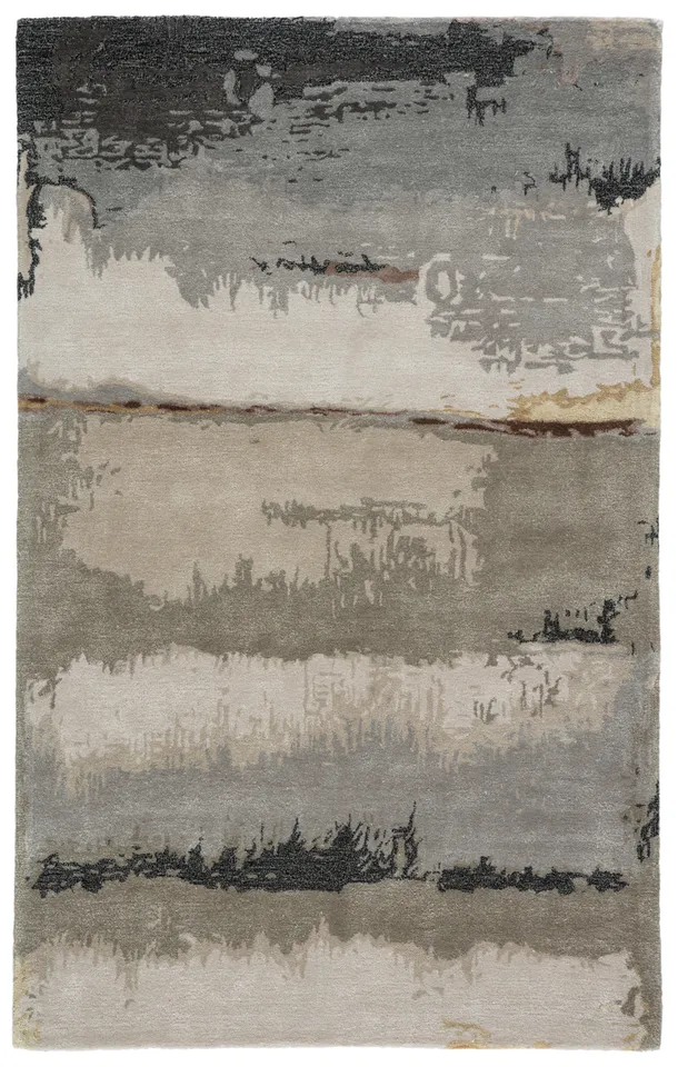 Juna Handmade Abstract Black/ Taupe Area Rug (9'X13')