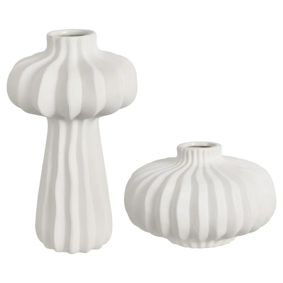 Frola Ribbed Vase, Set Of 2 - Off White