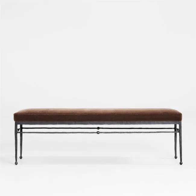Rodin 60.75" Brown Velvet Bench by Athena Calderone