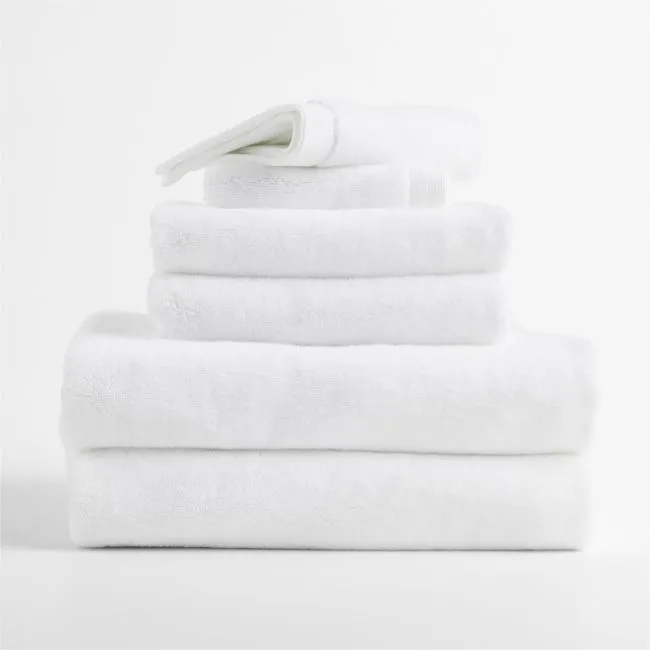 Luxe Plush Organic Turkish Cotton White Bath Towels, Set of 6