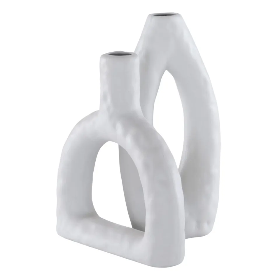 Paolette Ceramic Vase, Set Of 2 - Stone Grey / -