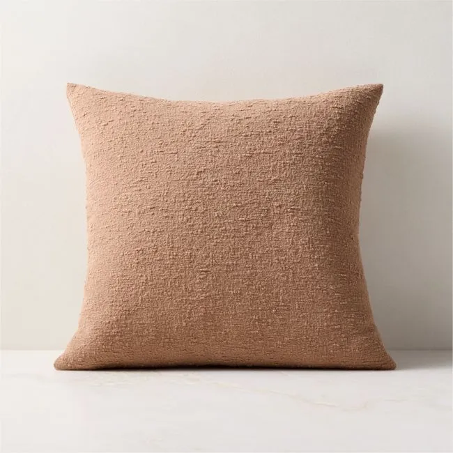 Cocoa Brown Boucle Throw Pillow With Feather-Down Insert 18"x18"