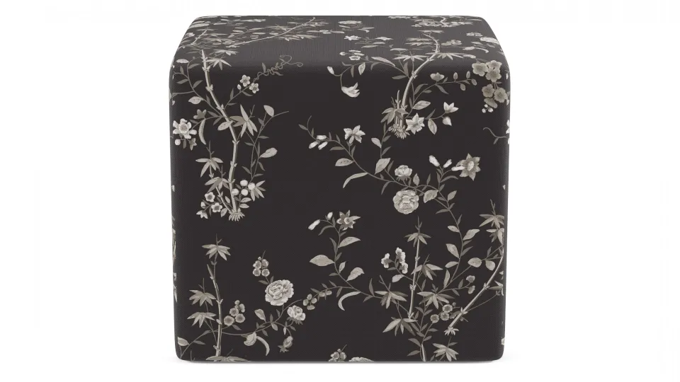 Cube Ottoman, Black Bamboo Garden