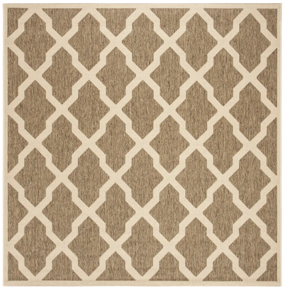 Arlo Home Indoor/Outdoor Woven Area Rug, LND122D, Beige/Cream,  6' 7" X 6' 7" Square