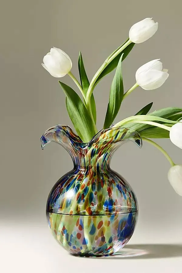 Vietri Hibiscus Italian Glass Vase Medium