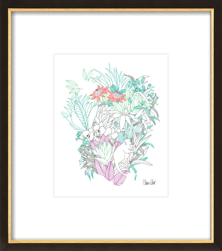 Passionflowers, orchids and the squirrel monkey  by Claire Colin for Artfully Walls
