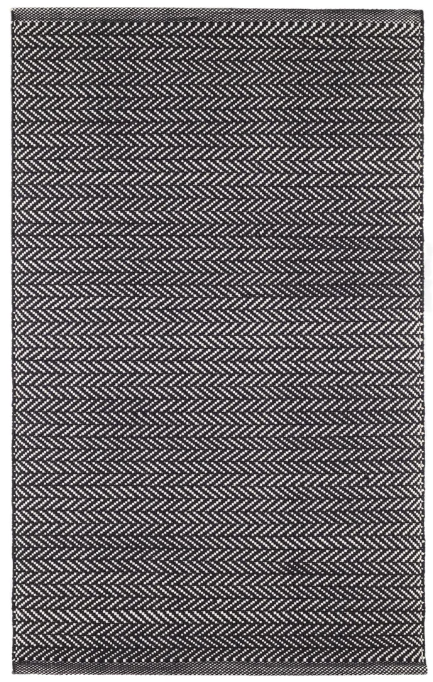 Herringbone Black/Ivory Handwoven Indoor/Outdoor Rug