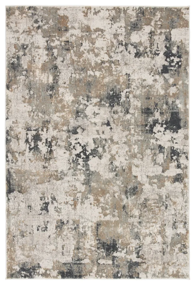 Lynne Abstract White/ Slate Area Rug (9'2"X11'9")