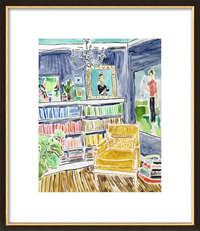 Bookshelf with Paintings by Kate Lewis for Artfully Walls