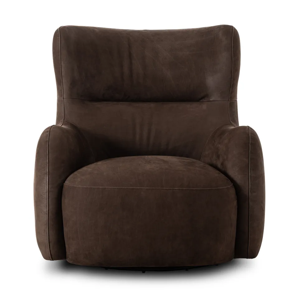Mardell Swivel Chair - Nubuck Cigar