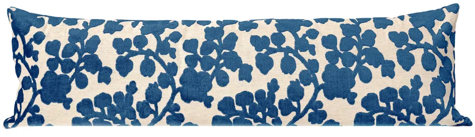 THE XL LUMBAR :: BLOSSOM CUT VELVET // SAPPHIRE - 14" X 48"