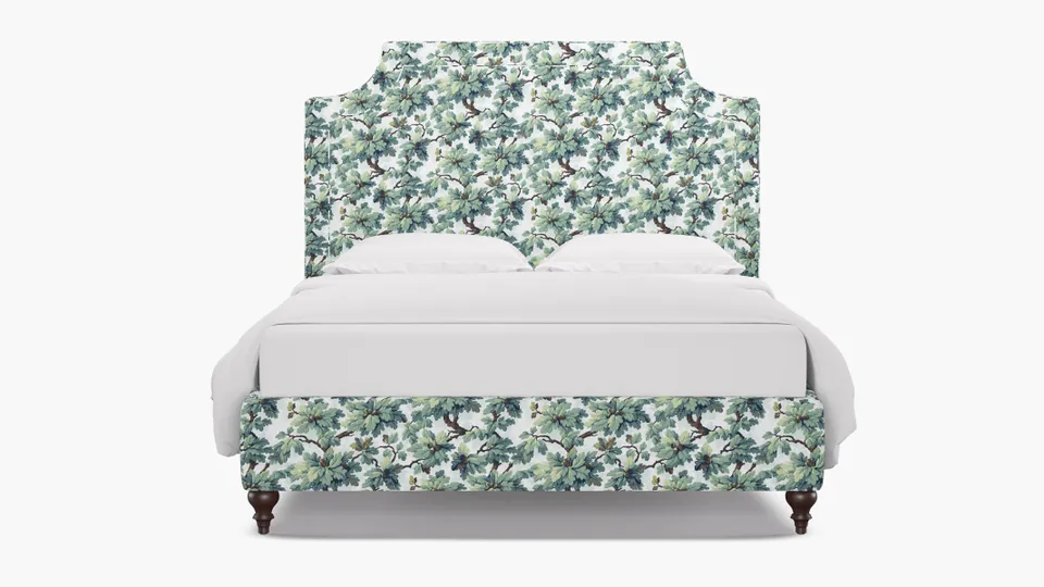 Deco Bed, Sage Woodland, Espresso Traditional Turned Leg, Full