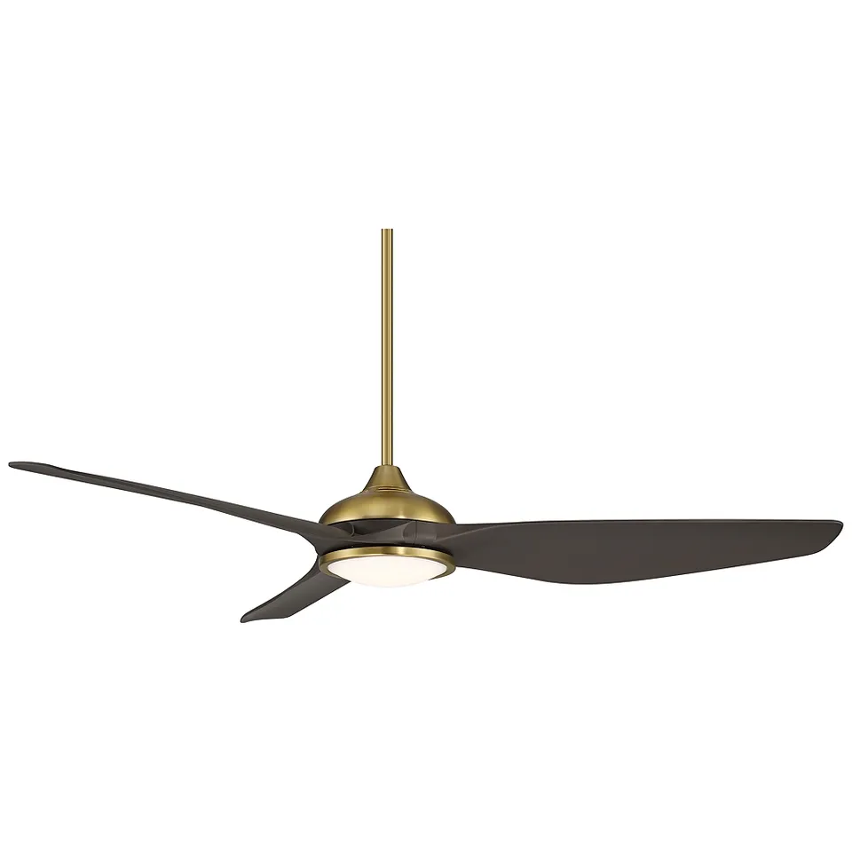 60" Possini Euro Dark Vader Brass Bronze Damp Remote LED Ceiling Fan