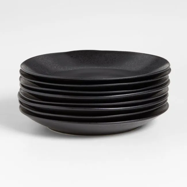 Marin Matte Black Stoneware Dinner Plates, Set of 8