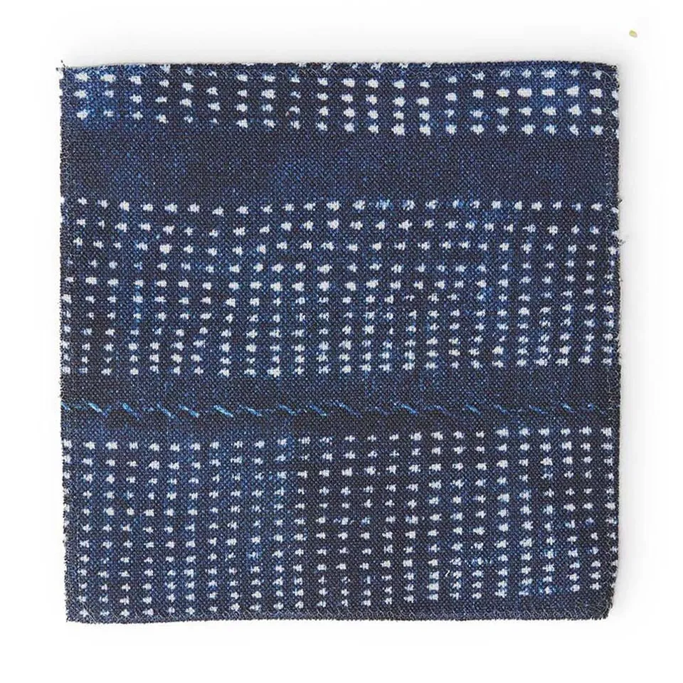 Speckled Indigo Outdoor Performance Fabric by St. Frank | Blue | Printed Width: 54" W Pattern Size: 27" W x 25. 5" V Fabric Direction: Up The Roll, Vertical Sold by the yard in continuous rolls Dye lots may vary. As a result, there may be slight color var