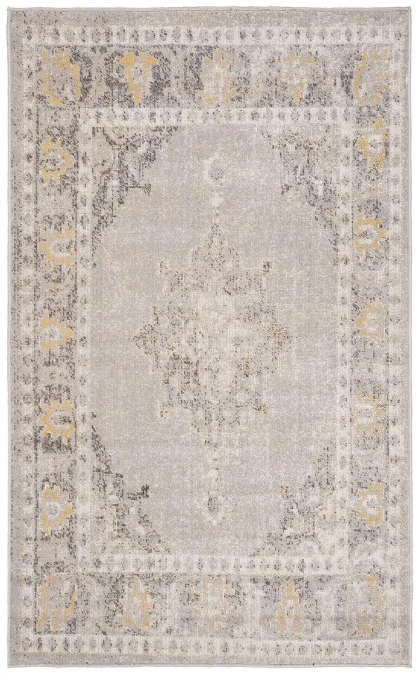 Arlo Home Indoor/Outdoor Woven Area Rug, MTG308D, Grey/Gold,  4' X 6'