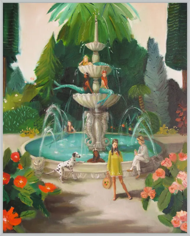 Selfie At The Mermaid Public Fountain by Janet Hill for Artfully Walls