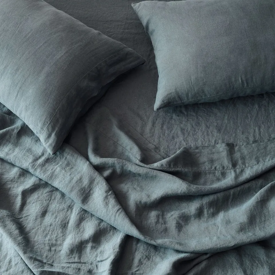 The Citizenry Stonewashed Linen Bed Sheet Set | Full | Aegean Blue