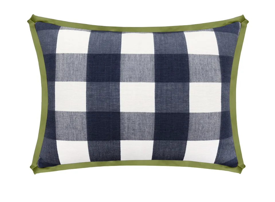 THE MINI :: CHARLESTON CHECK // NAVY BLUE - SWATCH 4" X 4" / BUTTERFLY FLANGE / Olive