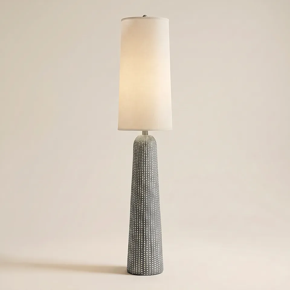 Leisa 65 1/2" High Hammered Gray 2-Light Modern Floor Lamp