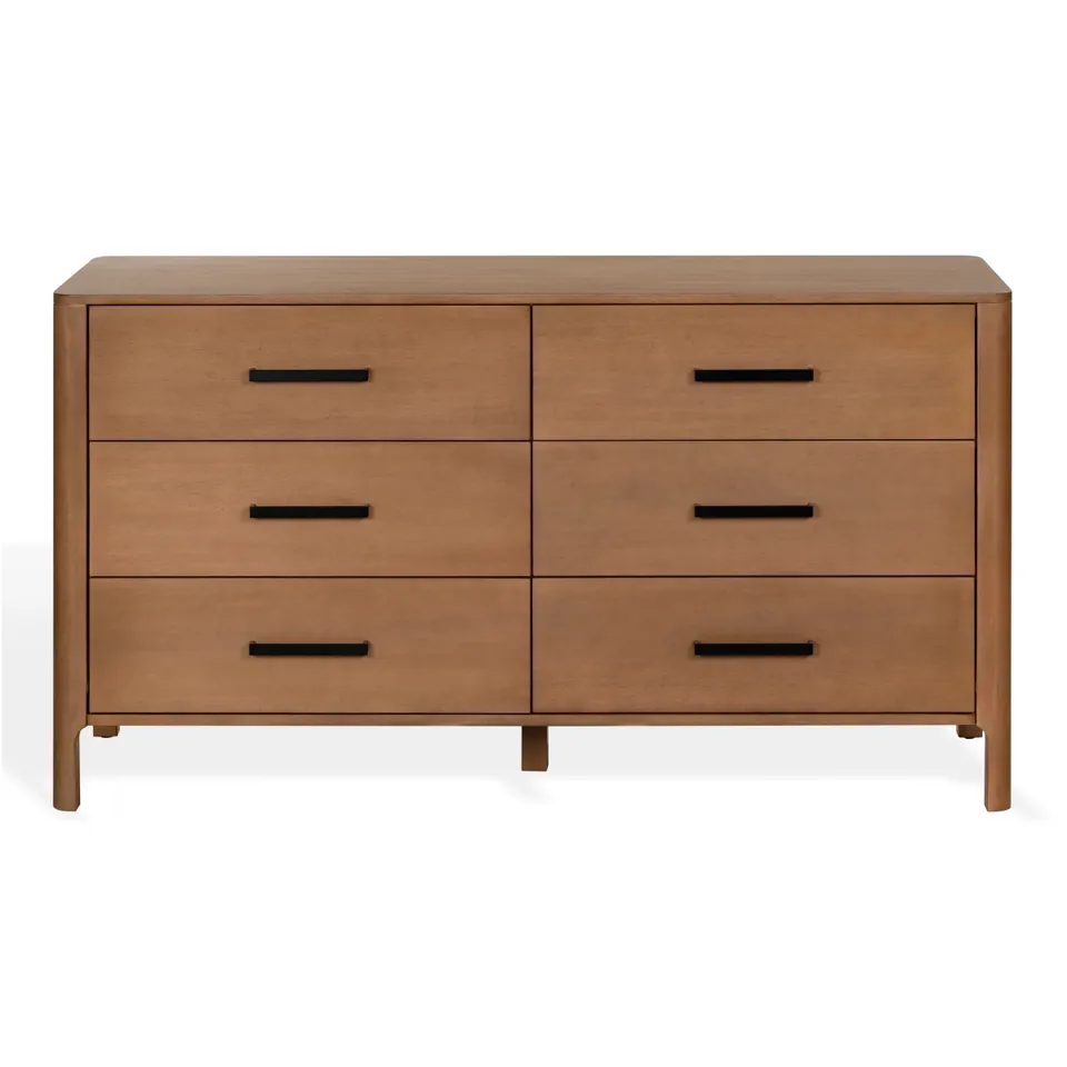 Abbiava 6 Drawer Wood Dresser - Natural / Black
