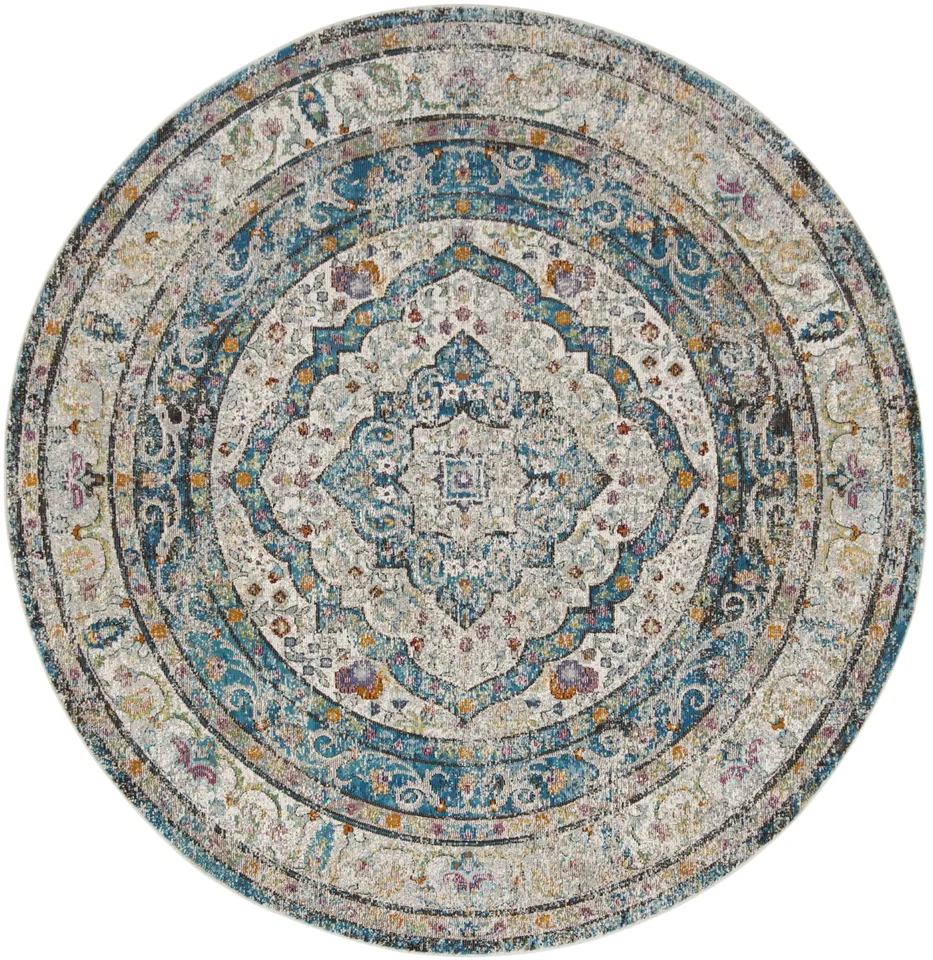 Arlo Home Woven Area Rug, ARA106E, Cream/Red,  6' 5" X 6' 5" Round