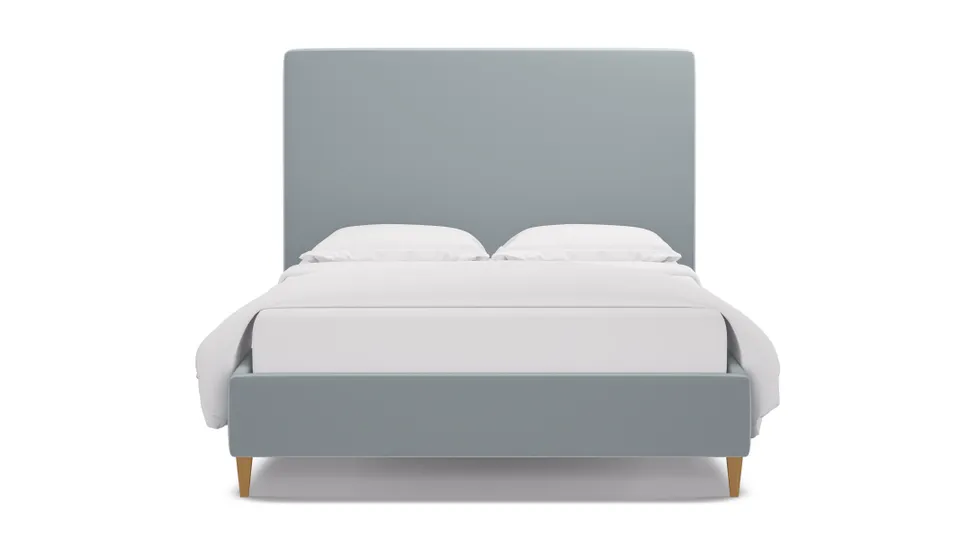 Classic Bed, Sterling Performance Velvet, Natural Square Tapered Leg, King