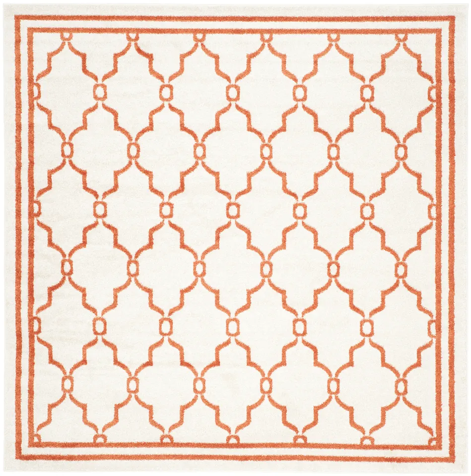 Arlo Home Indoor/Outdoor Woven Area Rug, AMT414F, Beige/Orange,  7' X 7' Square