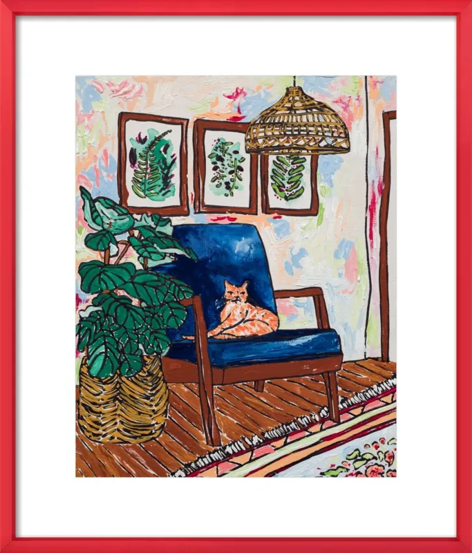 Ginger Cat in Mid Century Chair by Lara Lee Meintjes for Artfully Walls