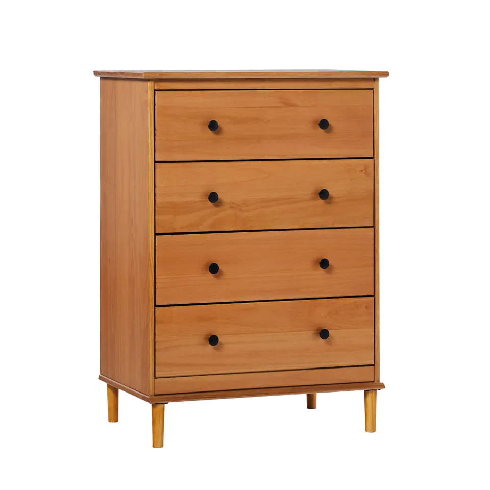 Classic 4-Drawer Solid Wood Dresser - Caramel