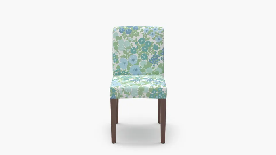 Signature Dining Chair, Mist Million Flowers, Walnut Square Tapered Leg