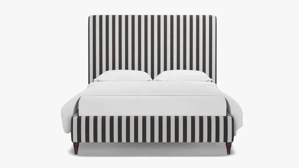 Classic Bed, Ink Cabana Stripe, Espresso Decorative Tapered Leg, King