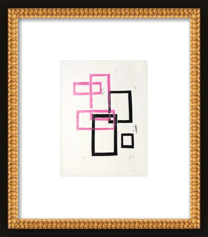 Pink and Black Geometric Squares x2 by Stacy Rajab for Artfully Walls