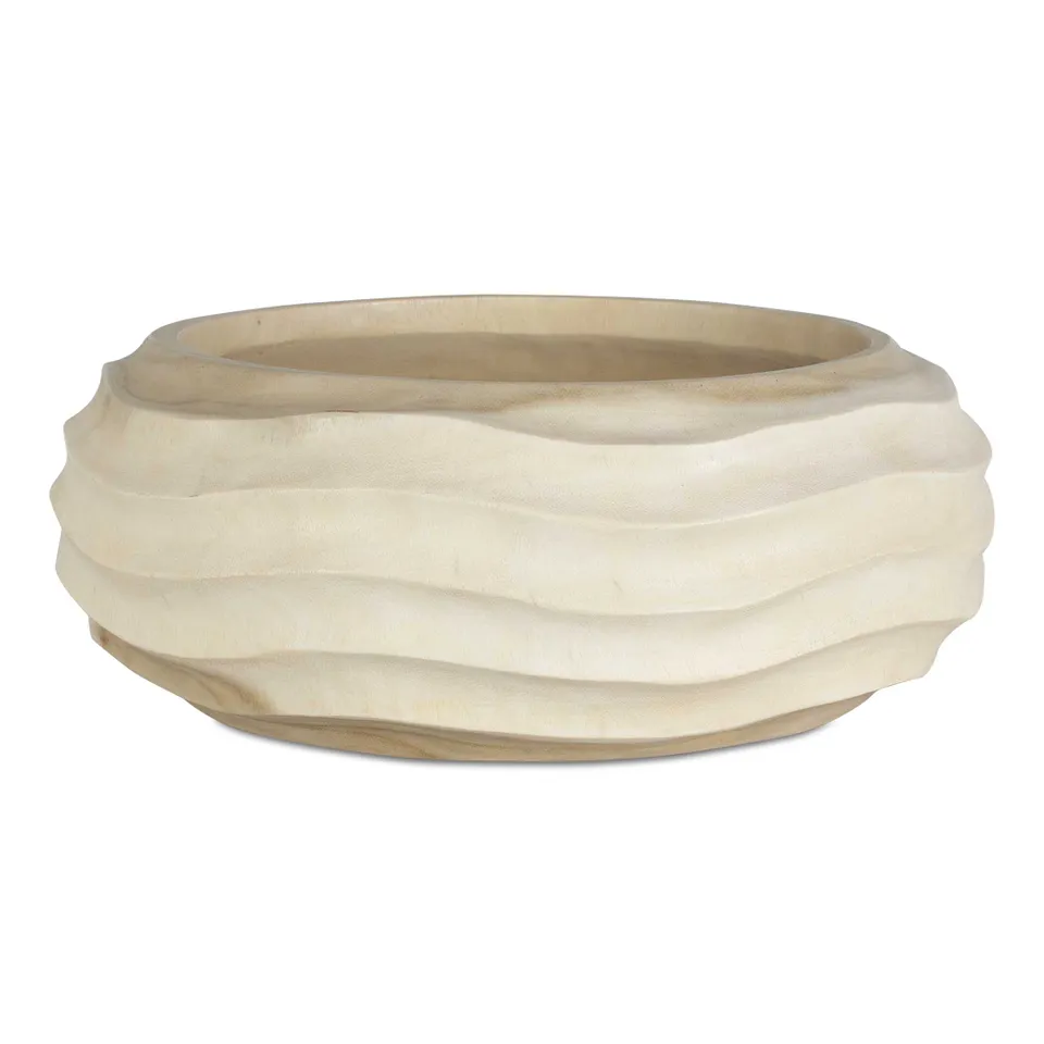 Waveform Bleached Wood Bowl