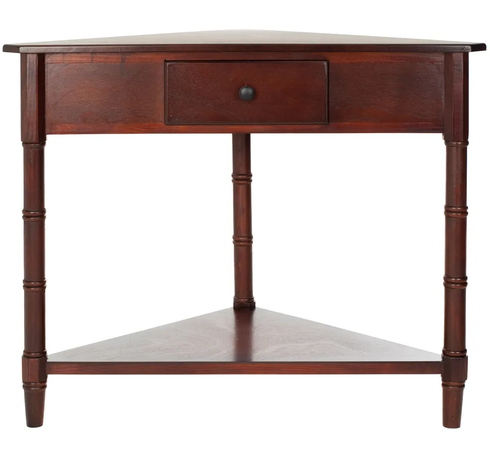 Gomez Corner Table With Storage Drawer - Dark Cherry