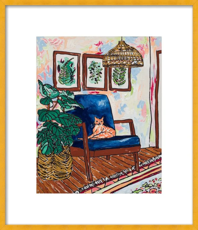 Ginger Cat in Mid Century Chair by Lara Lee Meintjes for Artfully Walls
