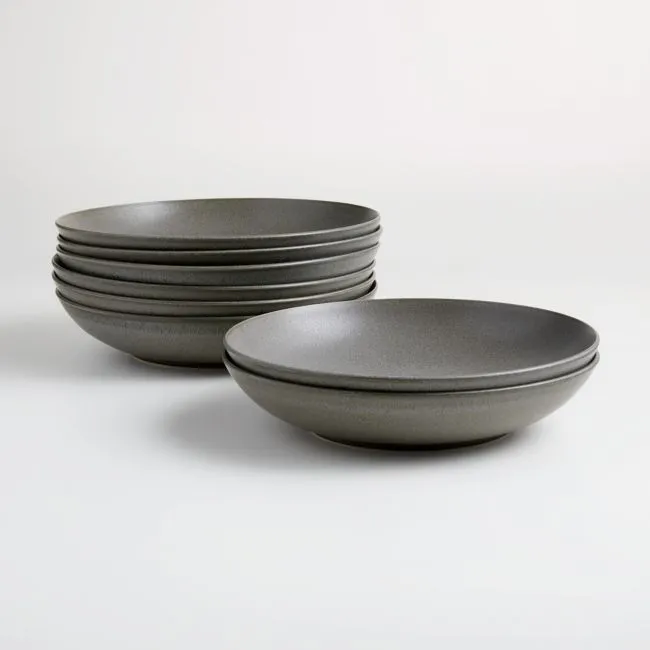 Craft Charcoal Grey Stoneware Low Bowls, Set of 8
