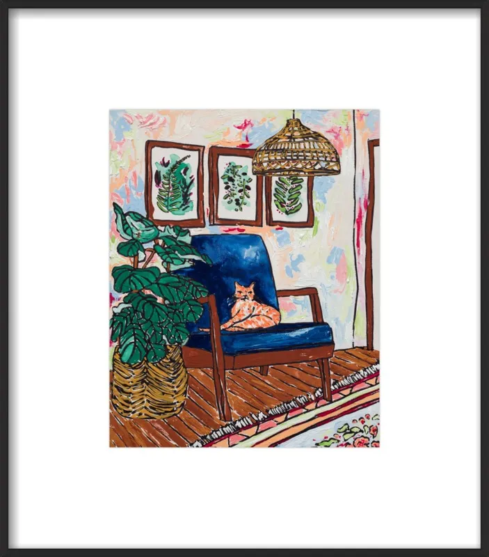 Ginger Cat in Mid Century Chair by Lara Lee Meintjes for Artfully Walls