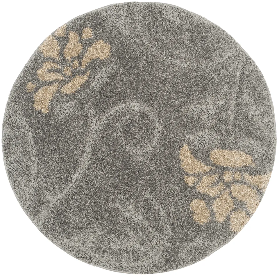 Arlo Home Woven Area Rug, SG464-8013, Grey/Beige,  4' X 4' Round