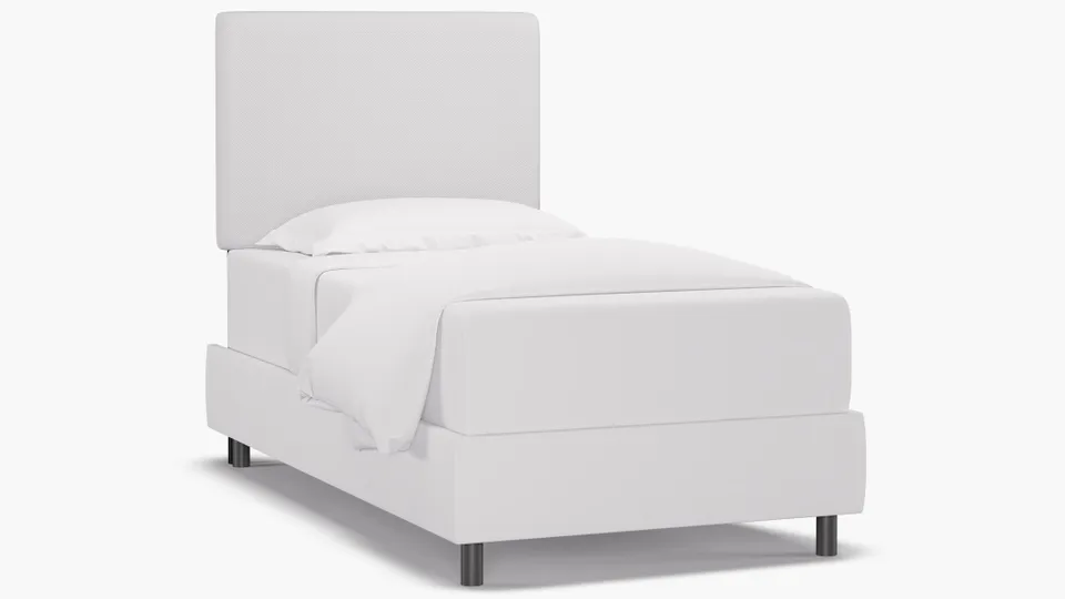 Square Back Headboard, White Twill, Twin