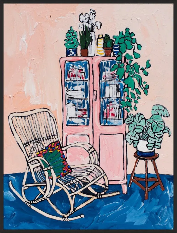 Rocking Chair In Pink Interior by Lara Lee Meintjes for Artfully Walls