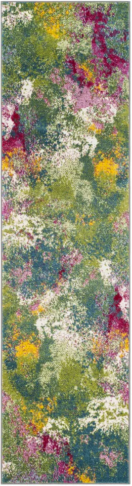Arlo Home Woven Area Rug, WTC697C, Green/Fuchsia,  2' 3" X 10'