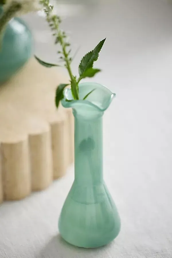 Glass Ruffle Bud Vases, Set of 3