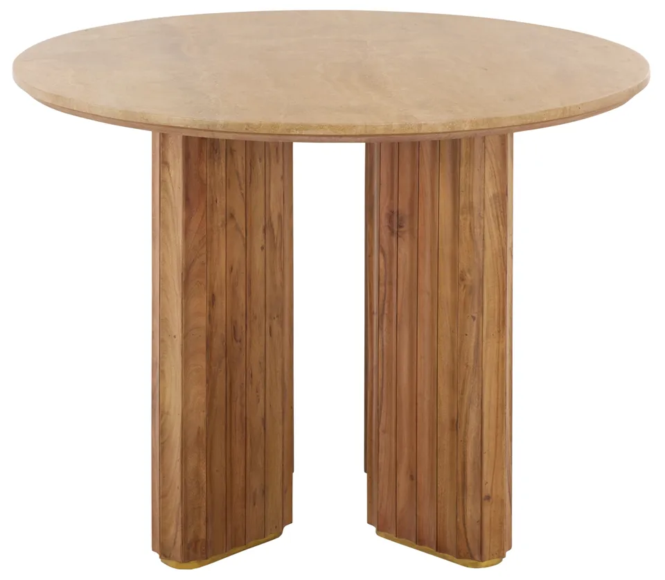 Irine Travertine Dining Table - Travertine / Brown
