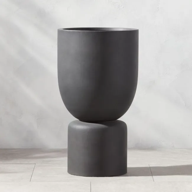 Flatform Round Dark Grey Cement Indoor/Outdoor Large Planter 30.25"H